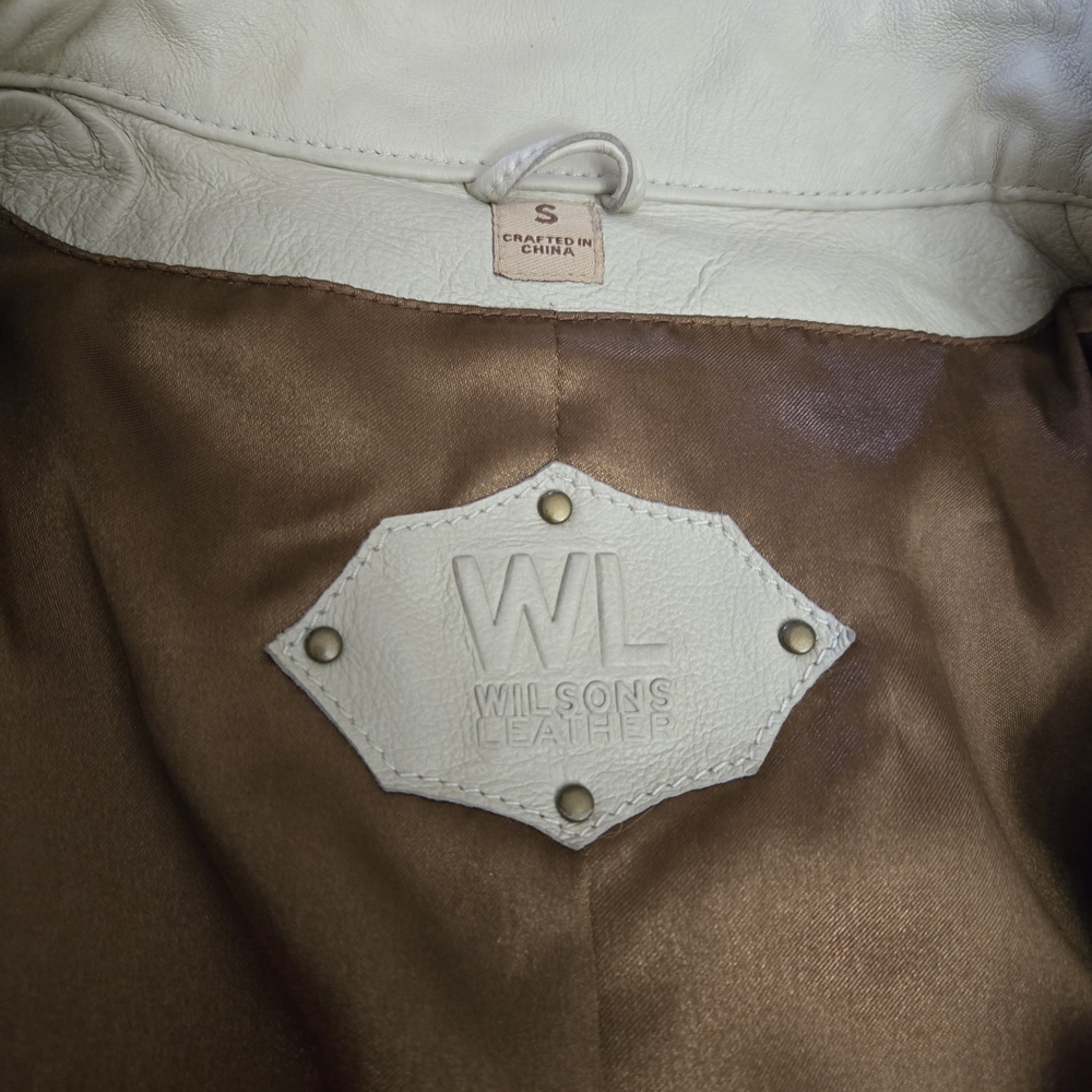 Wilsons Leather Cream Fitted Leather Jacket - Picture 6 of 6